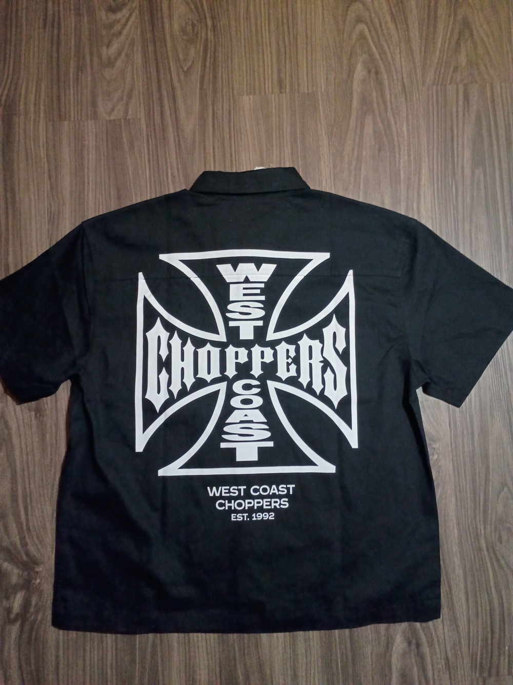 West Coast Choppers Black Logo Button-Down Shirt NWOT